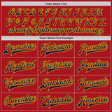 Custom Red Navy-Gold Bomber Full-Snap Varsity Letterman Jacket