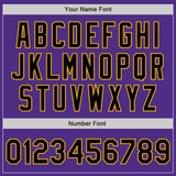 Custom Purple Black-Gold Bomber Full-Snap Varsity Letterman Jacket