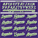 Custom Purple Neon Green-White Bomber Full-Snap Varsity Letterman Jacket