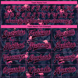 Custom Black Black Pink-Light Blue Hawaii Palm Trees And Flamingo 3D Bomber Full-Snap Varsity Letterman Jacket