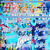 Custom Graffiti Pattern White-Light Blue Abstract 3D Bomber Full-Snap Varsity Letterman Jacket