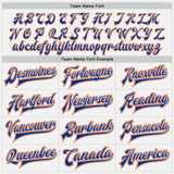 Custom White Orange-Royal Bomber Full-Snap Varsity Letterman Two Tone Jacket