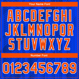 Custom Royal Orange-Navy 3D Pattern Design Bomber Full-Snap Varsity Letterman Jacket