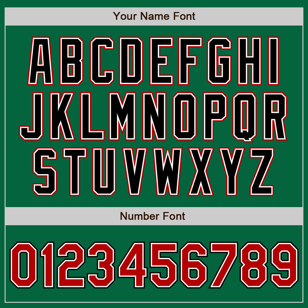 Custom Kelly Green Red-Black Bomber Full-Snap Varsity Letterman Jacket