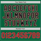 Custom Kelly Green Red-Black Bomber Full-Snap Varsity Letterman Jacket