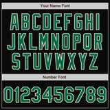 Custom Black Kelly Green-Cream Bomber Full-Snap Varsity Letterman Jacket