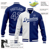 Custom White Royal Bomber Full-Snap Varsity Letterman Split Fashion Jacket