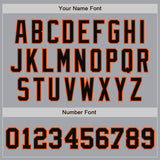 Custom Gray Black-Orange Bomber Full-Snap Varsity Letterman Two Tone Jacket