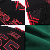Custom Kelly Green Orange-Royal Bomber Full-Snap Varsity Letterman Two Tone Jacket