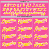Custom Pink Yellow-Light Blue Bomber Full-Snap Varsity Letterman Two Tone Jacket