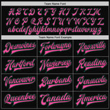 Custom Black Kelly Green-Pink Bomber Full-Snap Varsity Letterman Jacket