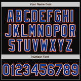 Custom Black Royal-Orange Bomber Full-Snap Varsity Letterman Jacket