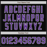 Custom Black Purple-White Bomber Full-Snap Varsity Letterman Jacket