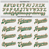 Custom White Orange-Kelly Green Bomber Full-Snap Varsity Letterman Jacket