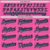 Custom Pink Teal-Black Bomber Full-Snap Varsity Letterman Jacket