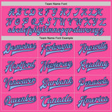 Custom Pink Light Blue-Navy Bomber Full-Snap Varsity Letterman Jacket