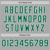 Custom Gray Kelly Green-White Bomber Full-Snap Varsity Letterman Jacket