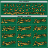 Custom Kelly Green Old Gold-Black Bomber Full-Snap Varsity Letterman Jacket