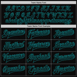 Custom Black Teal Pinstripe Teal Bomber Full-Snap Varsity Letterman Jacket