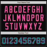 Custom Black Pink Pinstripe Teal Bomber Full-Snap Varsity Letterman Jacket