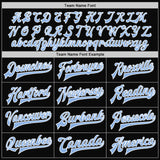 Custom Black White Pinstripe Light Blue Bomber Full-Snap Varsity Letterman Jacket