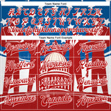 Custom Red US Navy Blue-Royal American Flag Fashion United States Congress Building 3D Pattern Design Bomber Full-Snap Varsity Letterman Jacket