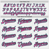 Custom White Black Pinstripe Aqua-Pink Bomber Full-Snap Varsity Letterman Jacket