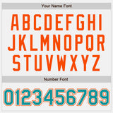 Custom White Teal Pinstripe Orange-Black Bomber Full-Snap Varsity Letterman Jacket