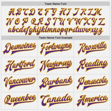 Custom White Purple Pinstripe Gold Bomber Full-Snap Varsity Letterman Jacket