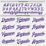 Custom White Purple Pinstripe Gray Bomber Full-Snap Varsity Letterman Jacket