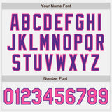 Custom White Purple Pinstripe Pink-Black Bomber Full-Snap Varsity Letterman Jacket