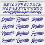 Custom White Purple Pinstripe Light Blue Bomber Full-Snap Varsity Letterman Jacket