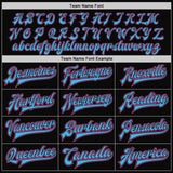 Custom Black Pink-Sky Blue Bomber Full-Snap Varsity Letterman Two Tone Jacket
