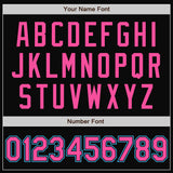 Custom Black Pink-Sky Blue Bomber Full-Snap Varsity Letterman Two Tone Jacket