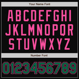 Custom Black Kelly Green-Pink Bomber Full-Snap Varsity Letterman Two Tone Jacket