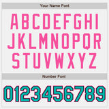 Custom White Aqua-Pink Bomber Full-Snap Varsity Letterman Two Tone Jacket