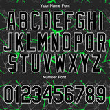 Custom Black Neon Green 3D Pattern Design Bomber Full-Snap Varsity Letterman Jacket