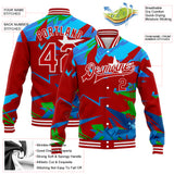 Custom Graffiti Pattern Red-White Hiphop Abstract Urban Street Art 3D Bomber Full-Snap Varsity Letterman Jacket