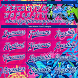 Custom Graffiti Pattern Royal-White Hiphop Abstract Urban Street Art 3D Bomber Full-Snap Varsity Letterman Jacket
