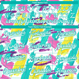 Custom Graffiti Pattern White-Aqua Abstract Watercolor 3D Bomber Full-Snap Varsity Letterman Jacket