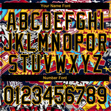 Custom Graffiti Pattern Black-Gold Grunge Urban Street Art 3D Bomber Full-Snap Varsity Letterman Jacket