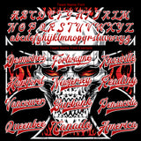 Custom Black Red-White Skull With Cross Logo 3D Bomber Full-Snap Varsity Letterman Jacket