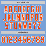 Custom Light Blue Orange-White Bomber Full-Snap Varsity Letterman Two Tone Jacket