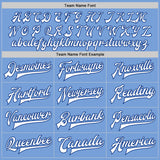 Custom Light Blue White-Royal Bomber Full-Snap Varsity Letterman Two Tone Jacket