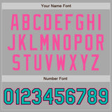 Custom Gray Aqua Black-Pink Bomber Full-Snap Varsity Letterman Two Tone Jacket