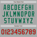 Custom Gray Red-Kelly Green Bomber Full-Snap Varsity Letterman Two Tone Jacket