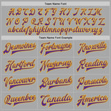 Custom Gray Purple-Gold Bomber Full-Snap Varsity Letterman Two Tone Jacket