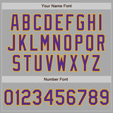 Custom Gray Purple-Gold Bomber Full-Snap Varsity Letterman Two Tone Jacket