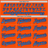 Custom Orange Navy-Powder Blue Bomber Full-Snap Varsity Letterman Two Tone Jacket