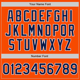 Custom Orange Navy-White Bomber Full-Snap Varsity Letterman Two Tone Jacket